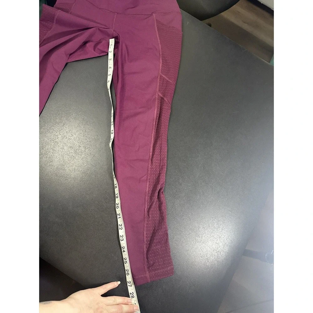 Victoria‎ Sport Burgendy Mesh Leg Workout Leggings women's size medium